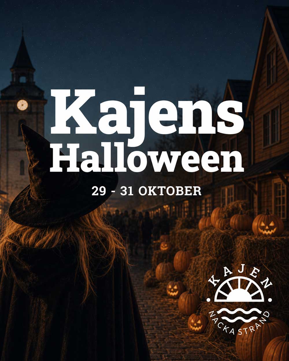 Affisch för Halloween på Fabrikören 29–31 oktober, Kajen Nacka Strand